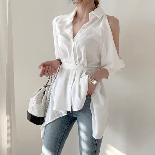 Off Shoulder Style Women Blouses | Hollow Out Tops | Women Casual Blouse | Solid Color Tops | Women Pullover Crop Top | Women Elegant Tops - BonoGifts