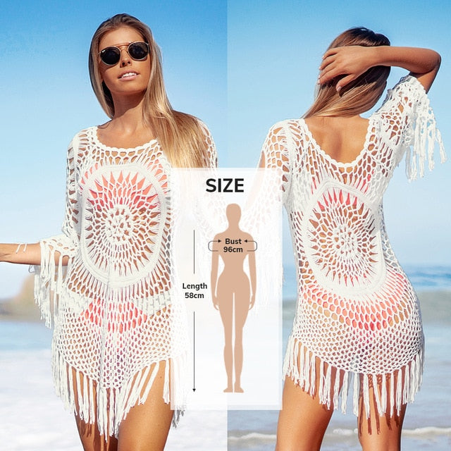 Crochet Bikini Cover Up Dress | Swimsuit Beach Dress | Swimsuit Cover Up | Women Bikini Cover | Beach Wear Suit | Hollow Tunic Beach Dress