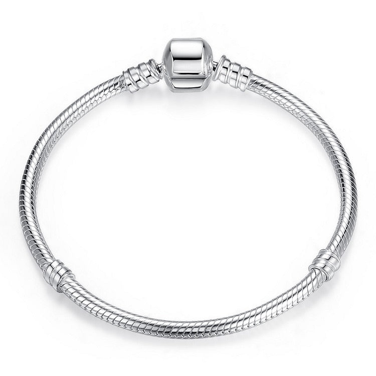 TOP SALE Authentic 100% 925 Sterling Silver Snake Chain Bangle & Bracelet for Women Luxury Jewelry 17-20CM PAS902
