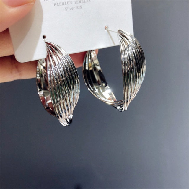 Geometric Round Hoop Earrings | Twist Hoop Earrings | Minimalist Earrings | Chunky Hoop Earrings | Small Curve Earrings | Tube Hoop Earrings