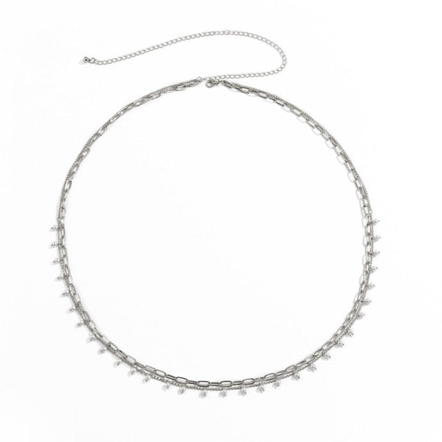 2 Pcs/Set Sexy Imitation Pearl Waist Belt Chain for Women Dress Decorative Waistband Waist Chain Ladies Jewelry Gifts