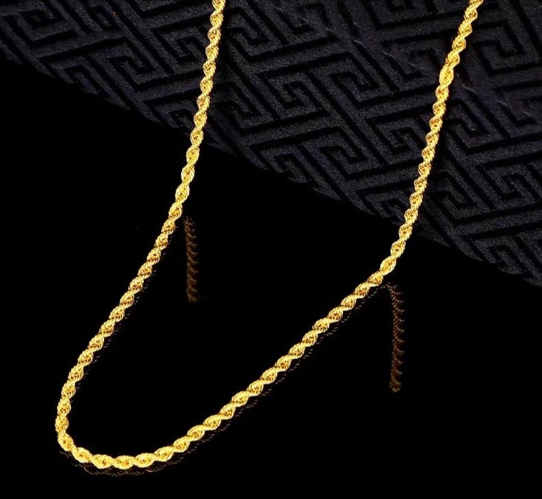 Collar de cadena de cuerda llena de oro de 18 quilates | Collar de cadena de oro | Collar de cadena torcida gruesa | cadena de oro | collar delicado | Cadena de cuerda flaca