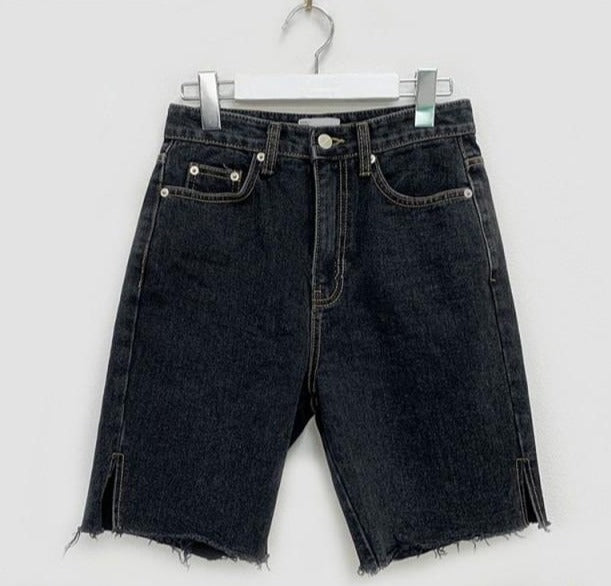 Women Denim Shorts | High Waist Button Short | Short Length Pocket Shorts | Streetwear Casual Shorts | Straight Denim Short | Wide Leg Short