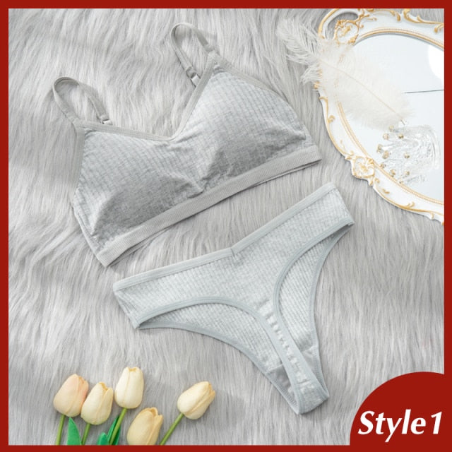 Women's Seamless Bralette Crop Top | Everyday Comfy Bras | Seamless Bra Set | Women Soft Bras Underwear Set | Bra Panty Set | Lingerie Set