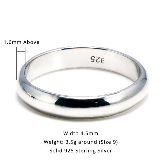 Echter reiner 925er Sterlingsilber-Ring für Frauen und Männer. Einfacher Paarring. Glatter Ehering für Liebhaber