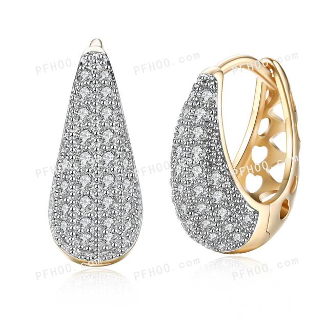 Goldener Ohrring im koreanischen Stil | CZ Ohrstecker | Kubische Zirkon Ohrringe | Modischer Ohrring für Frauen | Kristallohrringe | Frauen-Verlobungs-Ohrring