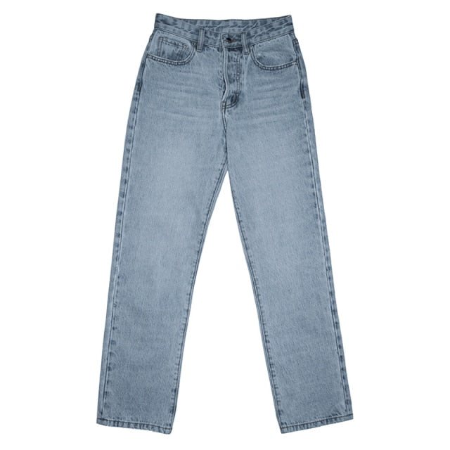 Lockere Jeans mit hoher Taille für Damen, bequem, modisch, lässig, gerades Bein, Baggy-Hosen, Mom-Jeans, gewaschene Boyfriend-Jeans