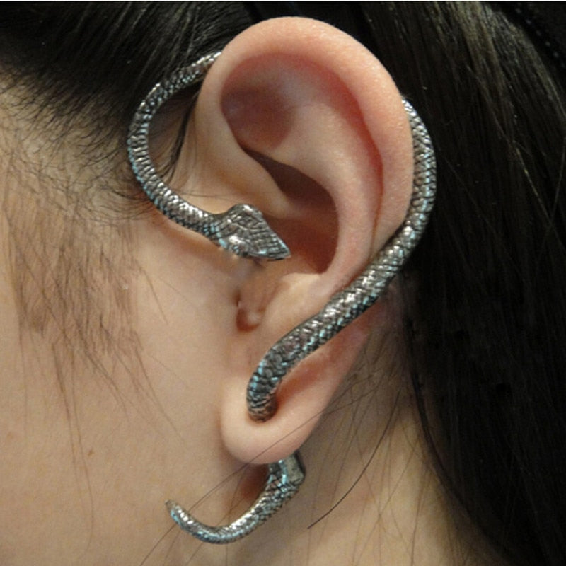 Snake cuff earring | Snake Ear Cuff | Snake Earrings | Minimal Ear Cuff | Women Earrings | Twining Snake Shape Stud Earrings | Punk Earrings