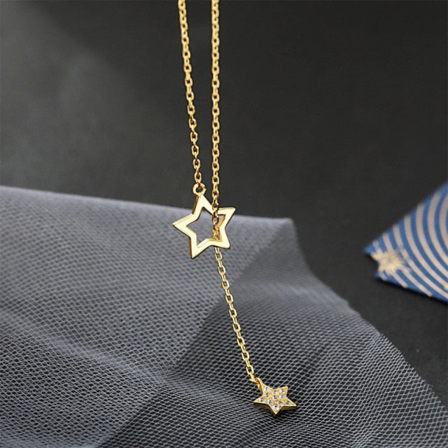 Women Necklace | Diamond Star Necklace | Clavicle Chain Necklace | Wife Gift | Star Charm Necklace | Sterling Silver Star Pendant Necklace