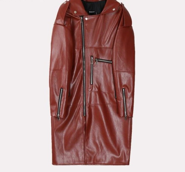 Women Leather Jacket | Streetwear Coat | Oversized Leather Jacket |Long Sleeve Jacket | Women Casual Coat | Long Leather Coat Jacket
