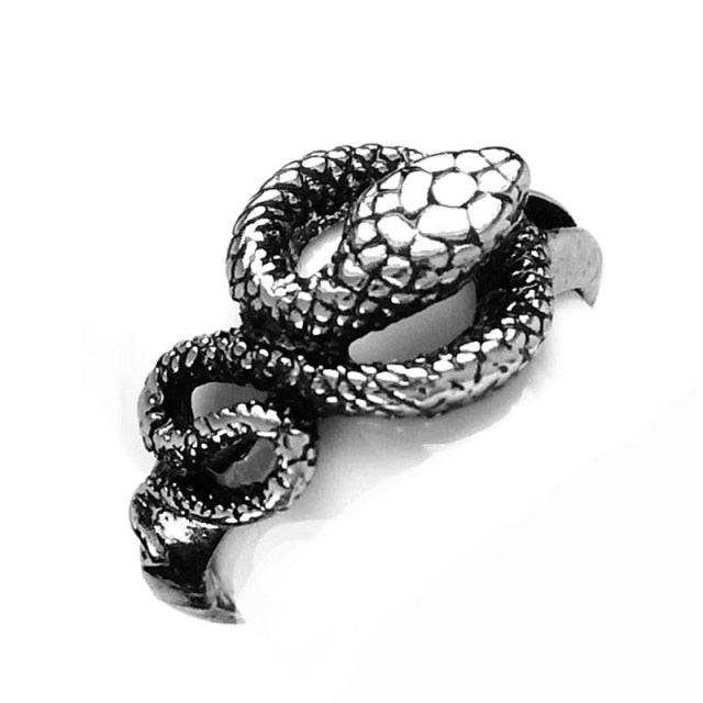 Ring For Women Girls Snake Smile  Men Jewelry Vintage Ancient Silver Color Punk Hip Hop Adjustable Boho Frog