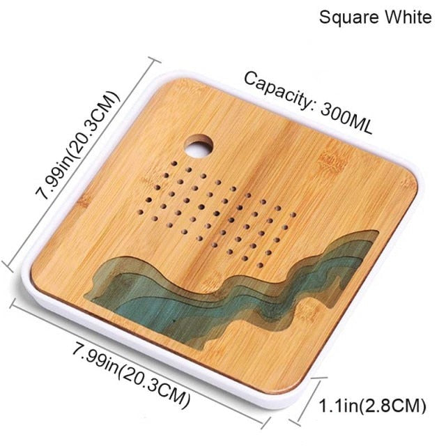 Wooden Chinese Tea Tray Drainage water storage Tea tabl  kung fu tea Coffee Kettle Teapot Storage Cutlery Serving tray