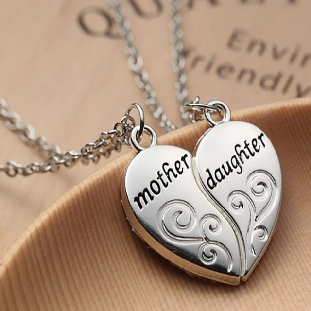 2Pcs/Set Mother Daughter Love Heart Necklace For Women O-Chain Female Jewelry  Mother's Day Party Gifts