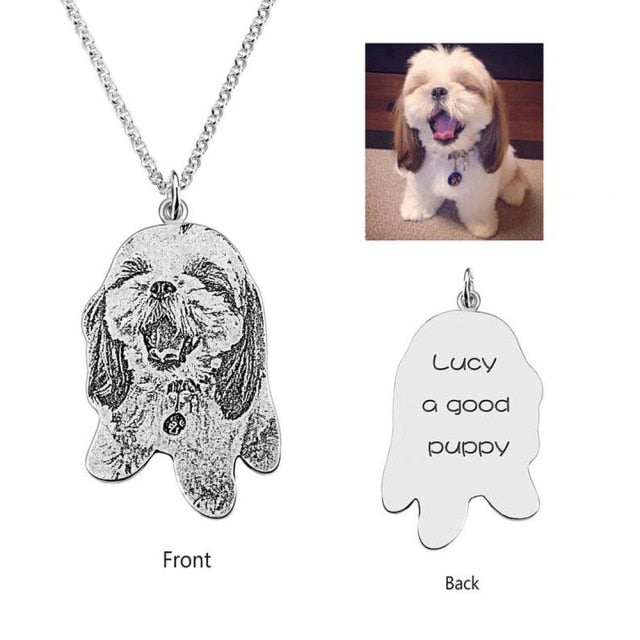Custom Personalized Pet Photo Necklace in Stainless Steel Dog Cat Name Memory Jewelry for Unique Gift