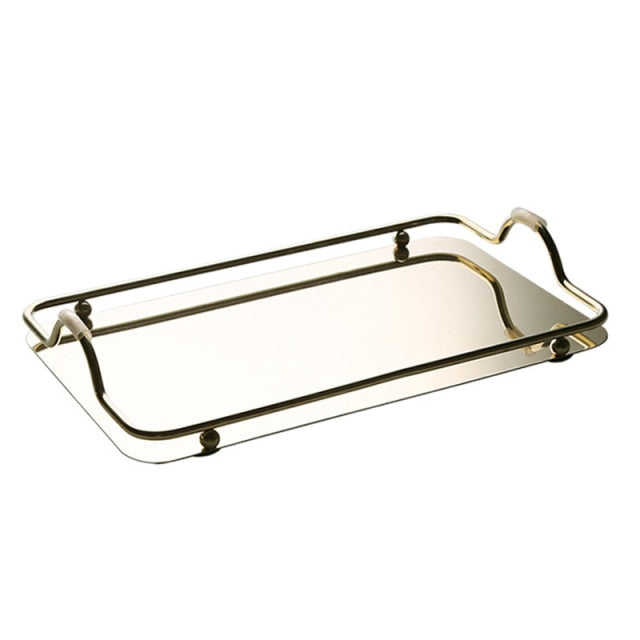 Large Rectangle Tray with Handle, Gold/Silver Serving Trays, Decorative  Tea Tray, Coffee Table Decor
