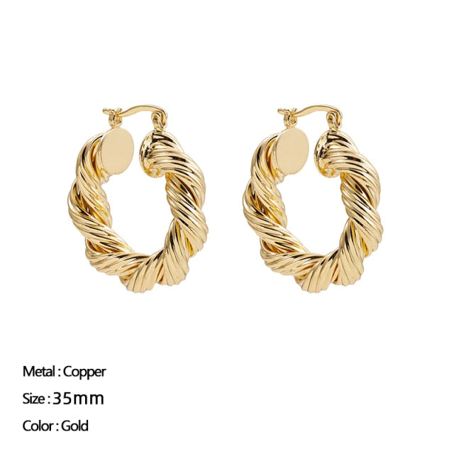 Classic Stainless Steel Ear Buckle for Women  Gold Color Small Large Circle Hoop Earrings Punk Hip Hop Jewelry Accessories