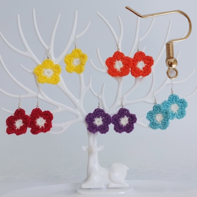 Crochet Flower Earrings | Flower Drop Dangle Earring | Flower Earring | Crochet Earrings | Women Flower Stud | Flower Charm | Women Earrings