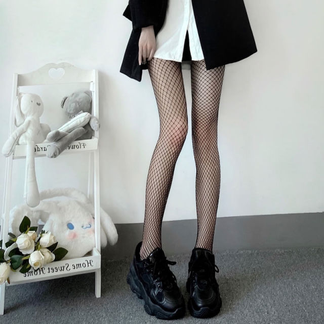 Women High waist fishnet stocking club tights panty knitting net pantyhose mesh lingerie Anime Lolita Cosplay Costumes