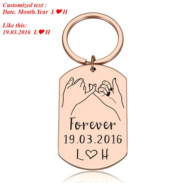 Personalized Keychain | Custom Name and Date Keychain | Engraved Couples Keychain | Anniversary Keychain | Girlfriend Gift | Boyfriend Gift
