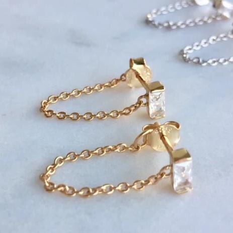 18k gold Elegant Drop Crystal Dangle Earrings for Women Classic  Romantic Rhinestone Long Tassels Earring Wedding Jewelry 1 Pair