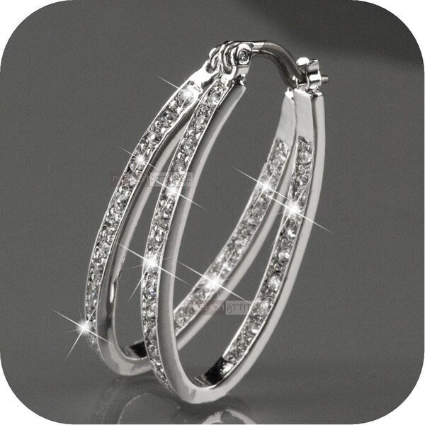 925 Sterling Silver 18k Gold Earrings Natural Gemstone Diamond Hoop Earrings Wedding Engagement Jewelry