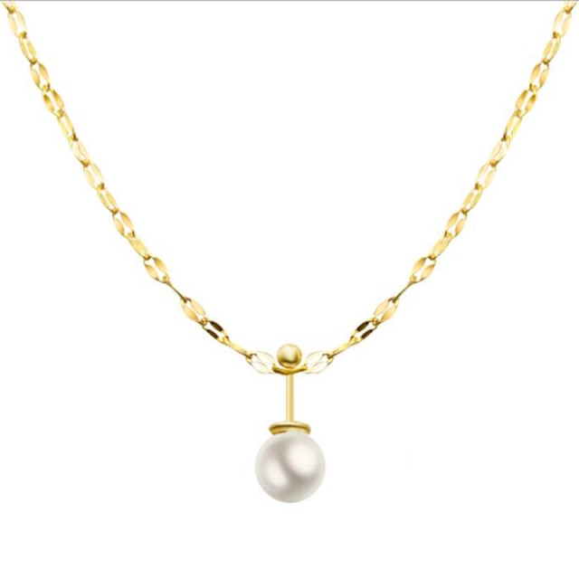 18 Karat Gold gefüllte Süßwasserperlen-Halskette, Einzelperlen-Halskette, Brautjungfernhalskette, Alltagsschmuck für Frauen und Mädchen