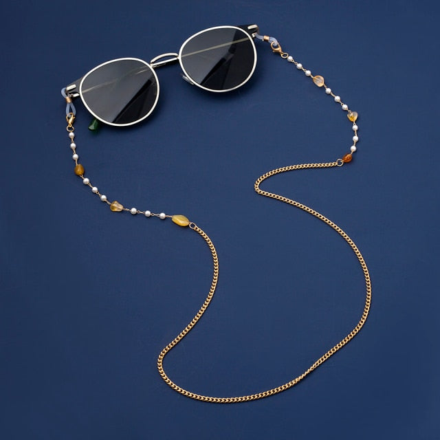 Bohemian Natural Stone Glasses Chain Irregular Amethyst Amber Stone Sunglasses Chain Lanyard Straps Women Jewelry