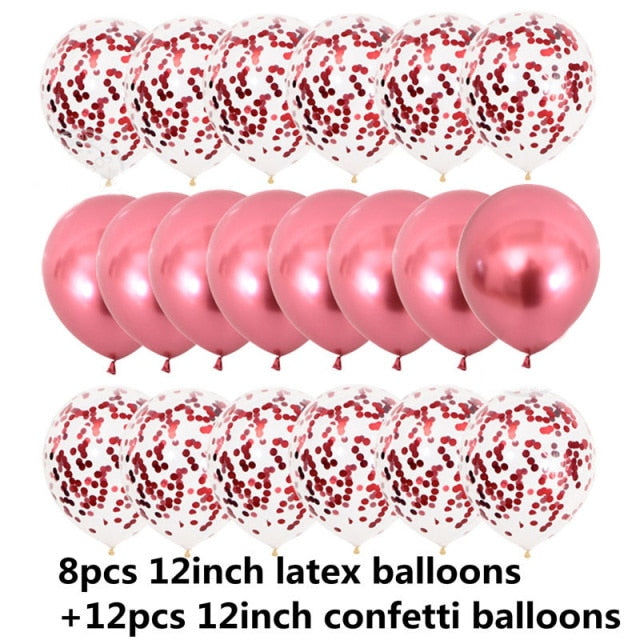 12" Latex Birthday Balloons | Colorful Balloons Pack | Metallic Balloons Pack | Chrome Balloon | Confetti Balloons | Bridal Shower Balloon
