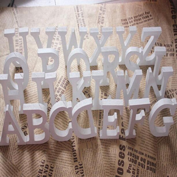 1 pieza Diy letras de madera independientes alfabeto blanco boda cumpleaños fiesta hogar decoraciones nombre personalizado diseño