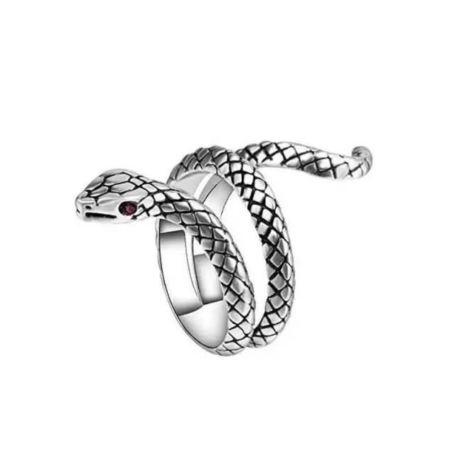 Retro Punk Snake Ring for Men Women Exaggerated Antique Siver Color  Personality Stereoscopic Opening Adjustable Rings