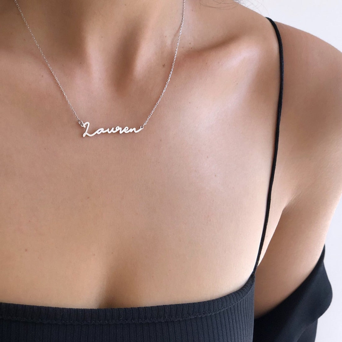 Collares con nombre personalizado, joyería de acero inoxidable, cadena para mujer, colgante con nombre personalizado para regalo de San Valentín
