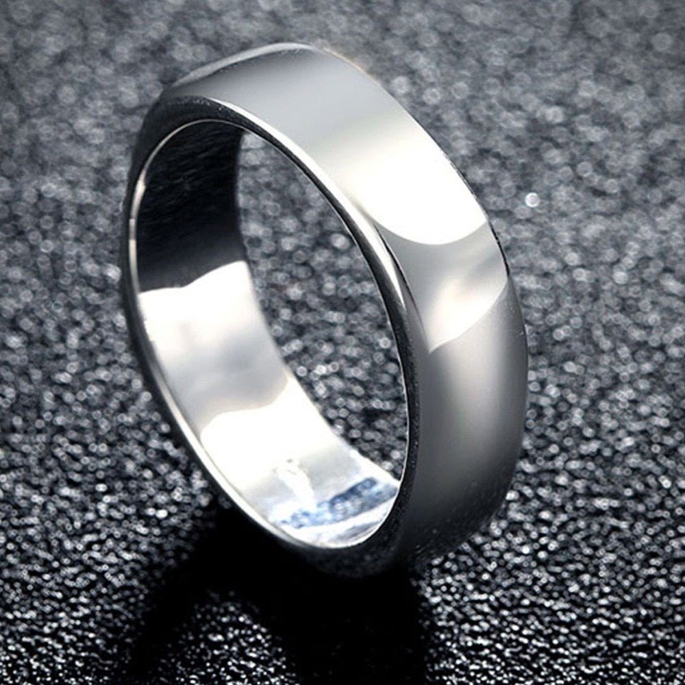 Silver 925 Rings  Simple Square Round Finger Rings For Women Men Silver Charm Jewelry