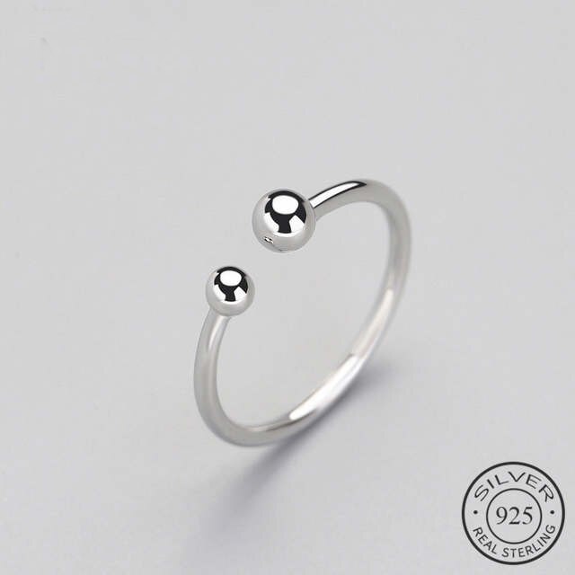 925 silver ring  Minimalist Beads Adjustable Ring Real 925 Sterling Silver Fine Jewelry For Women Accessories Bijoux Gift