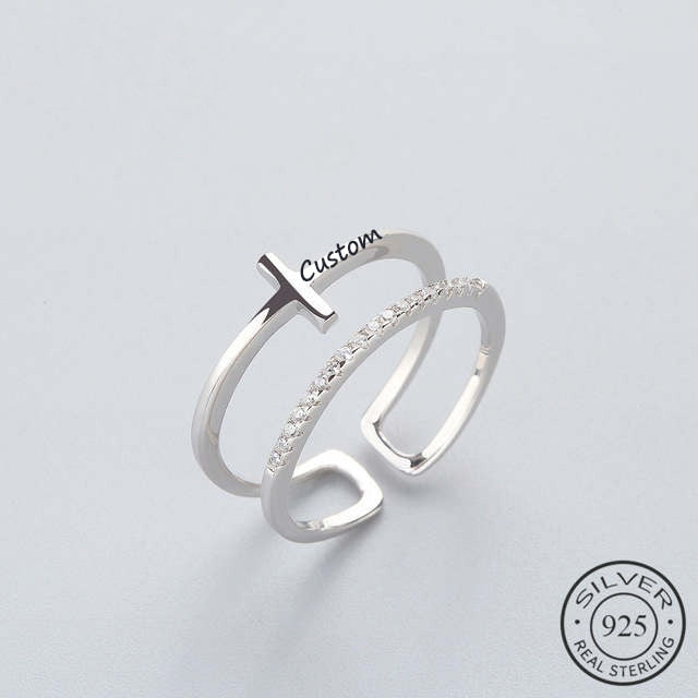 Custom name Cross Personality Ring Real 925 Sterling Silver personalizFor Women Birthday Party Fine jewelry   Accessories