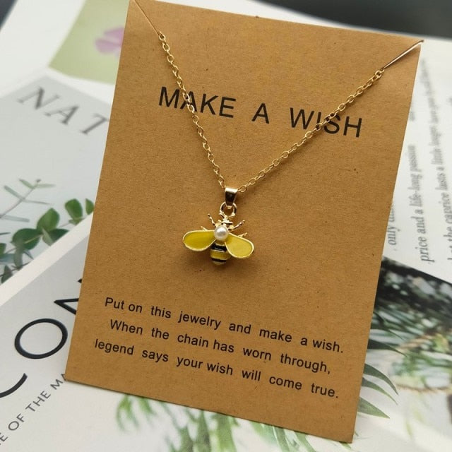 Bee Necklace Cute Girl Women Necklace Golden Silver Color Lovely Pendant Neck Jewelry