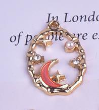 10 piezas sol luna estrella perla Metal esmalte encantos para pendientes pulsera DIY fabricación de joyas