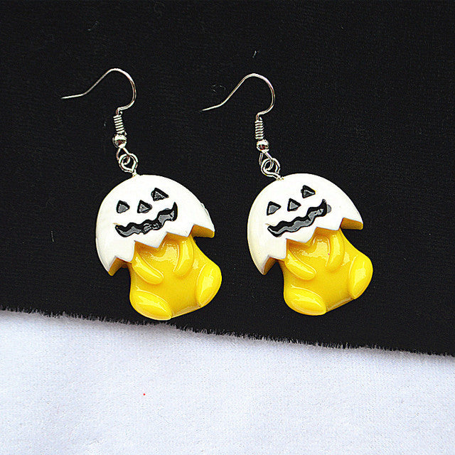 Childrens creative simulation Earrings personality funny eggshell fried eggs boast cool wind yellow leisure Ear Hook Earrings