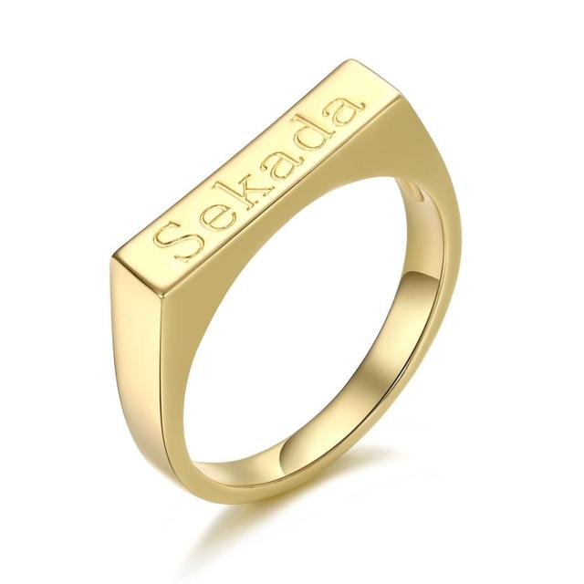 Anillo de barra con nombre grabado personalizado, anillo con letra inicial, joyería para mujer, anillos de barra texturizados minimalistas apilables, regalo