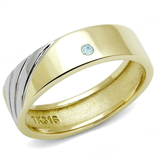 TK3267 - Two-Tone IP Gold (Ion Plating) Stainless Steel Ring with Top